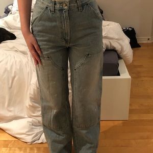 bdg urban outfitters blue high waisted carpenter jeans
